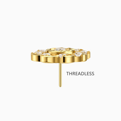 18Kt Gold PVD Titanium Threadless Swirl Cluster Top