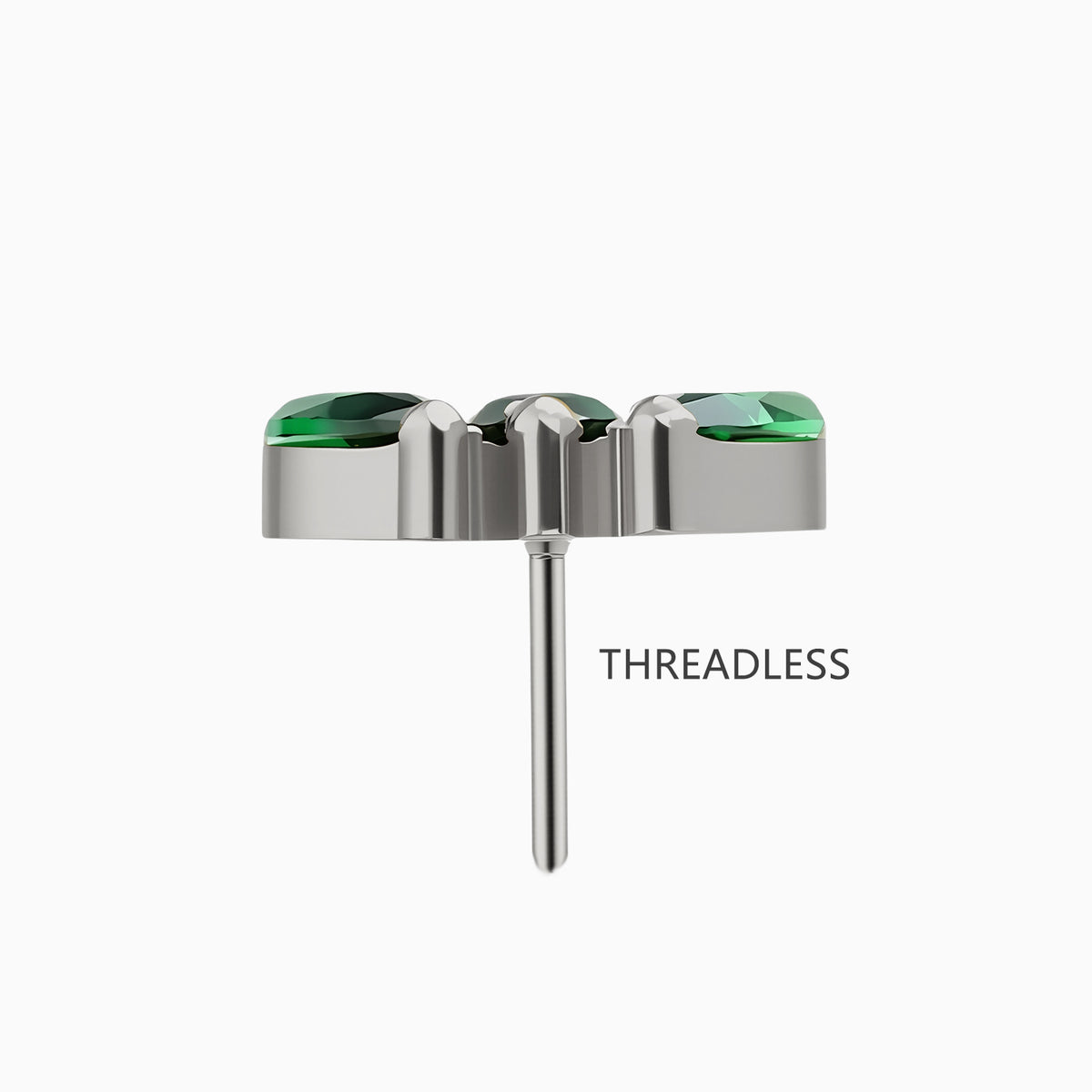 Titanium Threadless Triple Marquise Gem Curve Top