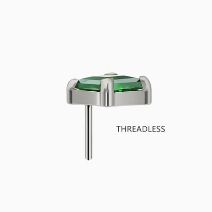 Titanium Threadless Synthetic Emerald Lozenge Top