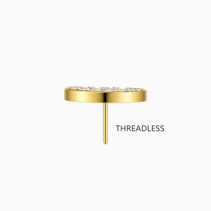 18Kt Gold PVD Titanium Threadless Open Heart Gem Top