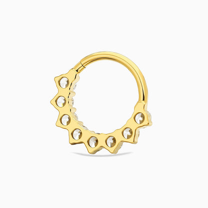 18Kt Gold PVD Titanium Round Gem Cluster Front Facing Hinged Segment Clicker