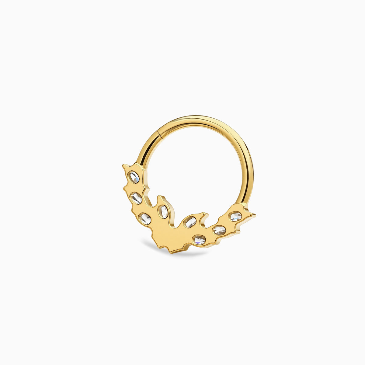 18Kt Gold PVD Titanium Marquise & Round Gem Cluster Hinged Segment Clicker