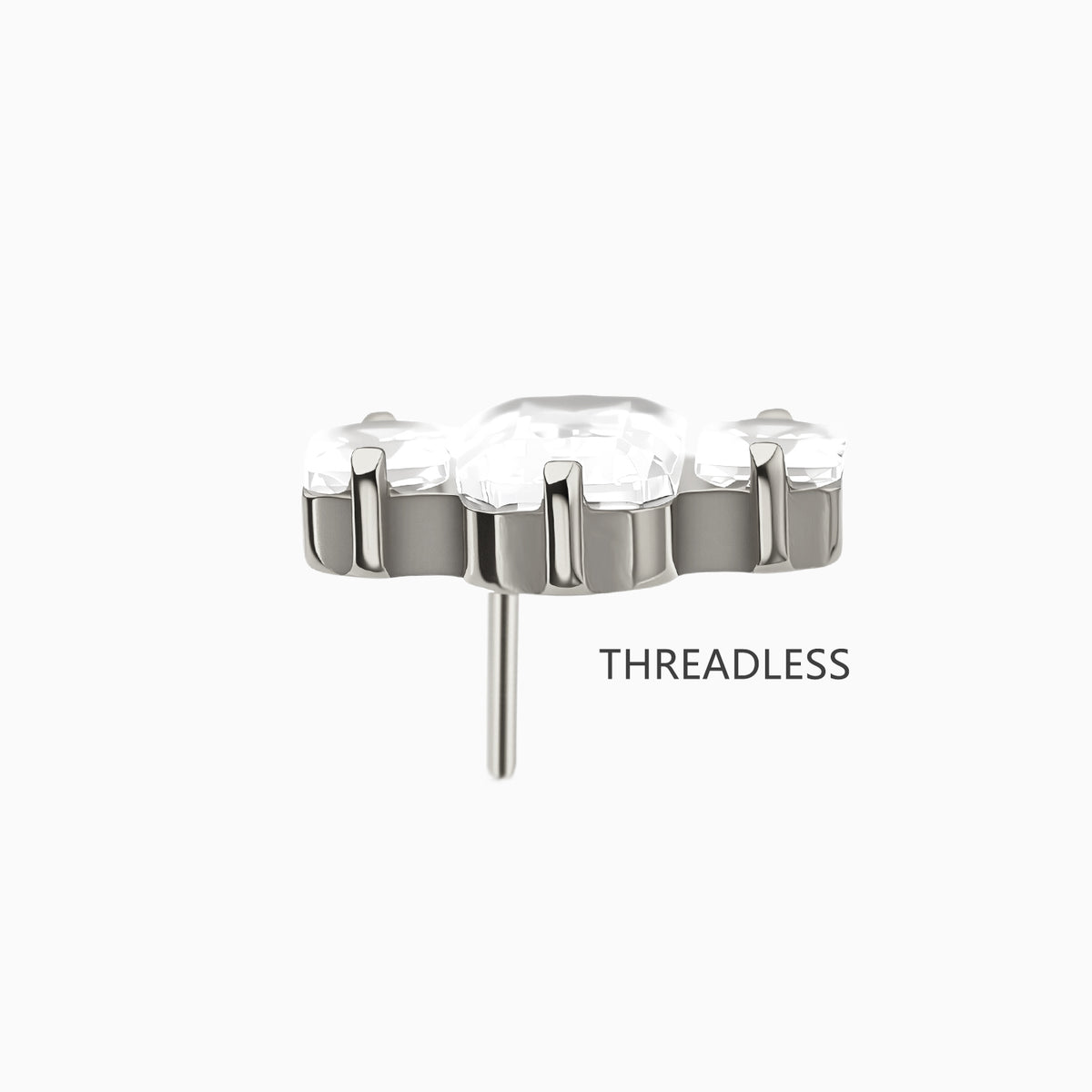 Titanium Threadless Square Three-Stone Cluster Top