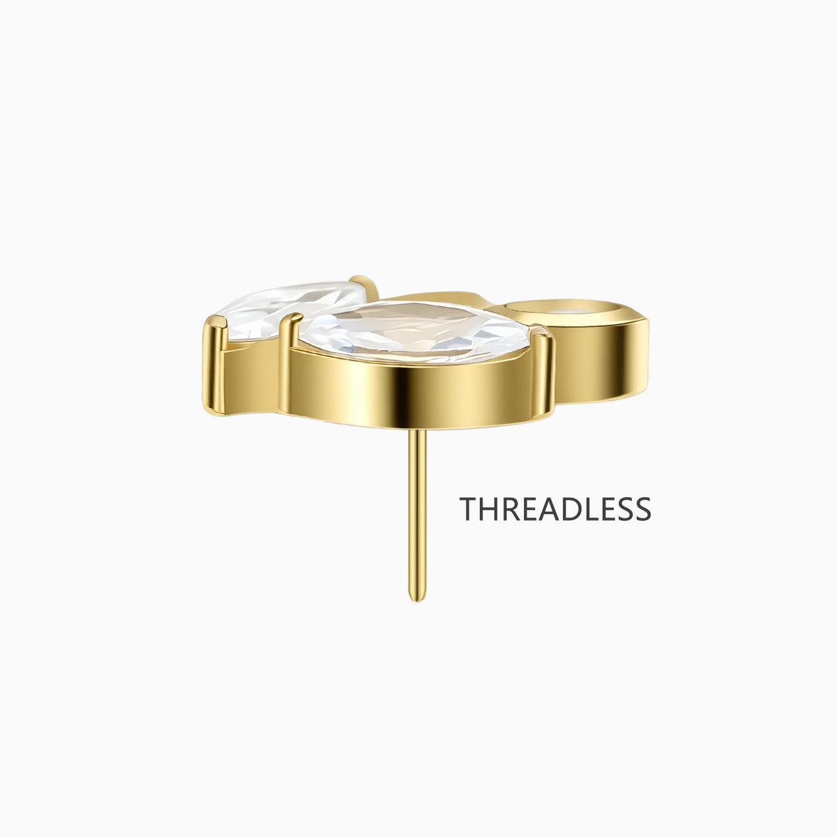 18Kt Gold PVD Titanium Threadless Marquise Leaf Cluster Top