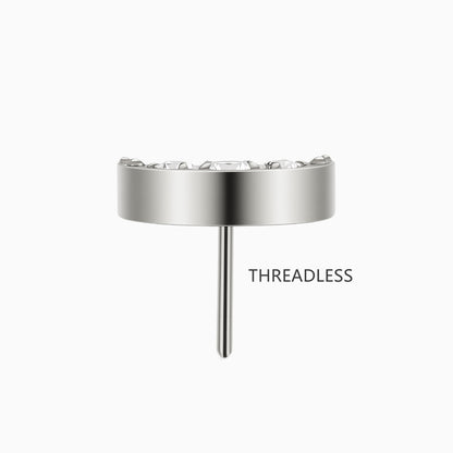 Titanium Threadless Crescent Moon Gem Top