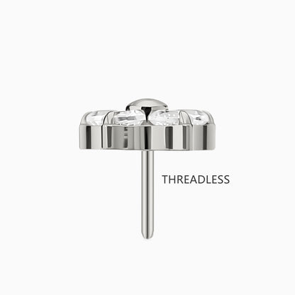 Titanium Threadless Five-Petal Flower Gem Top.