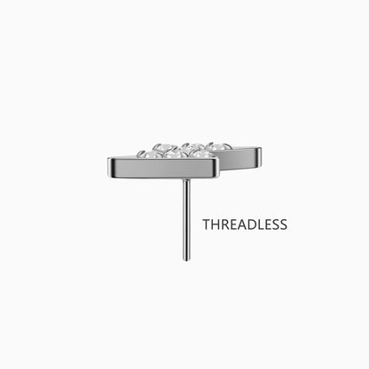 Titanium Threadless 7-Stone Lightning Bolt Top