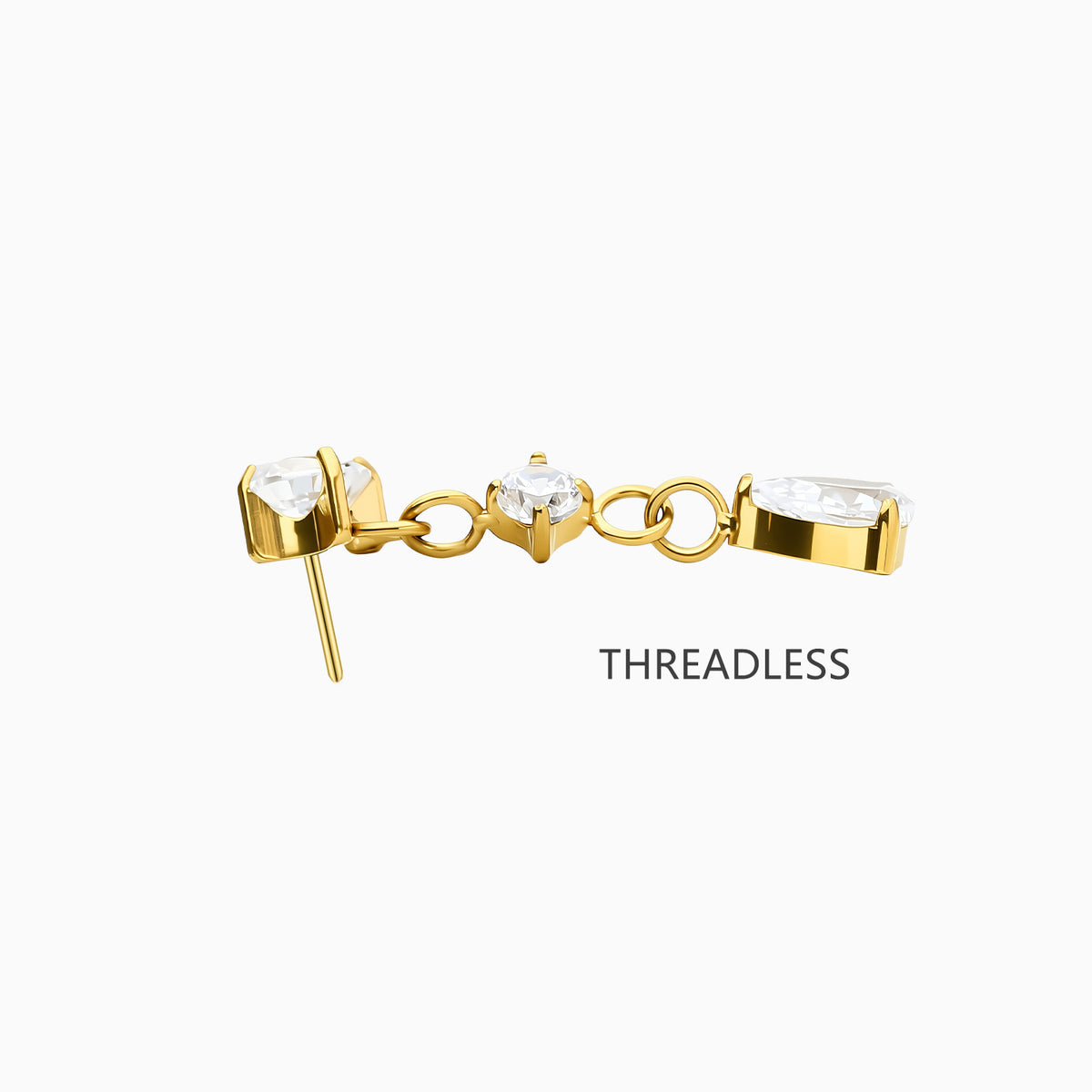 18Kt Gold PVD Titanium Threadless Dangle Gem Top
