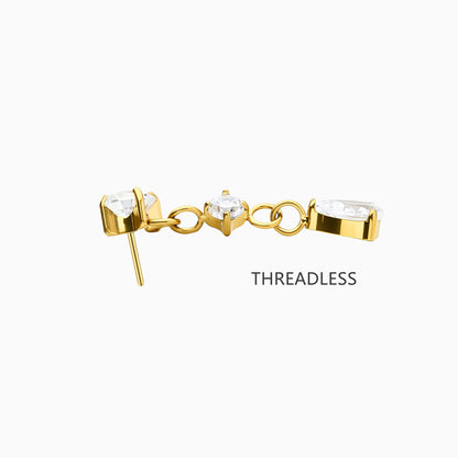 18Kt Gold PVD Titanium Threadless Dangle Gem Top