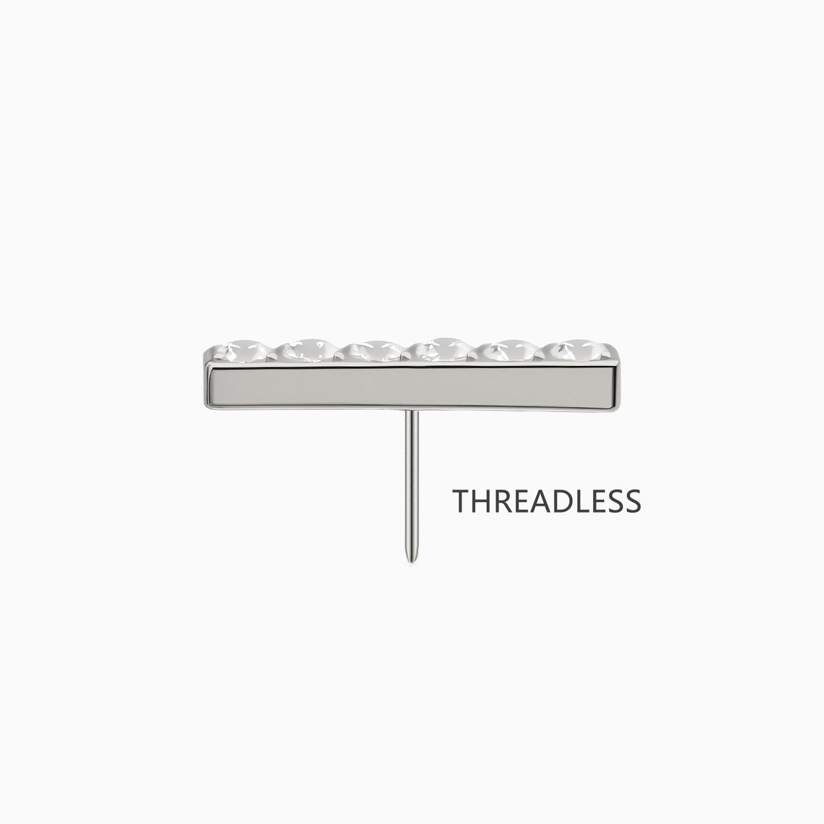 Titanium Threadless 6-Stone Bar Top