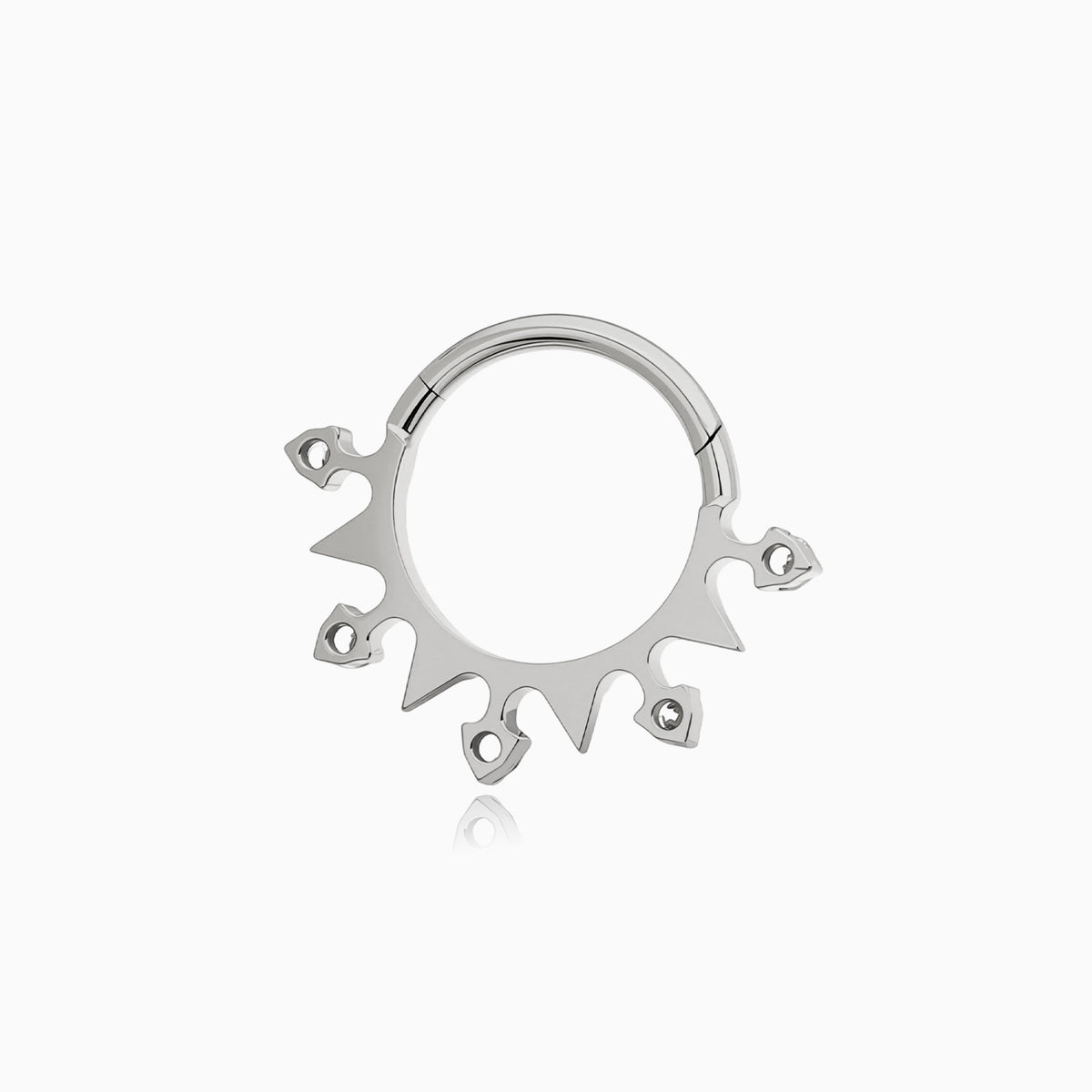 Titanium Sunburst Round Gem Front Facing Hinged Segment Clicker