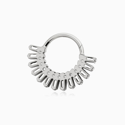 Titanium Baguette and Round Gem Fan Front Facing Hinged Segment Clicker