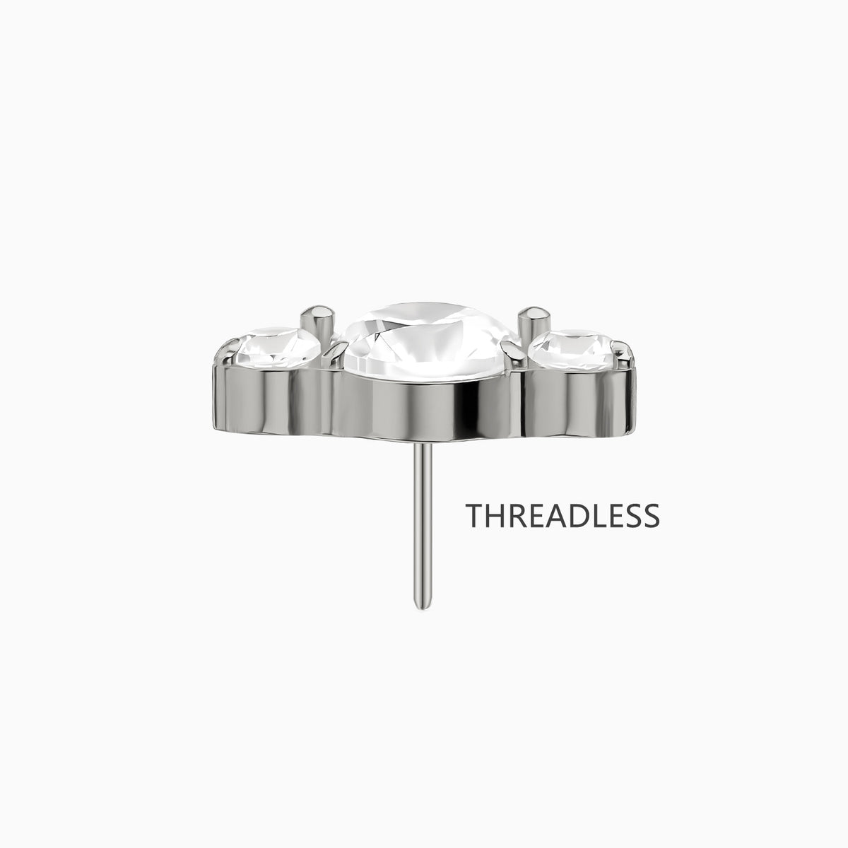 Titanium Threadless Three-Stone Cluster Top