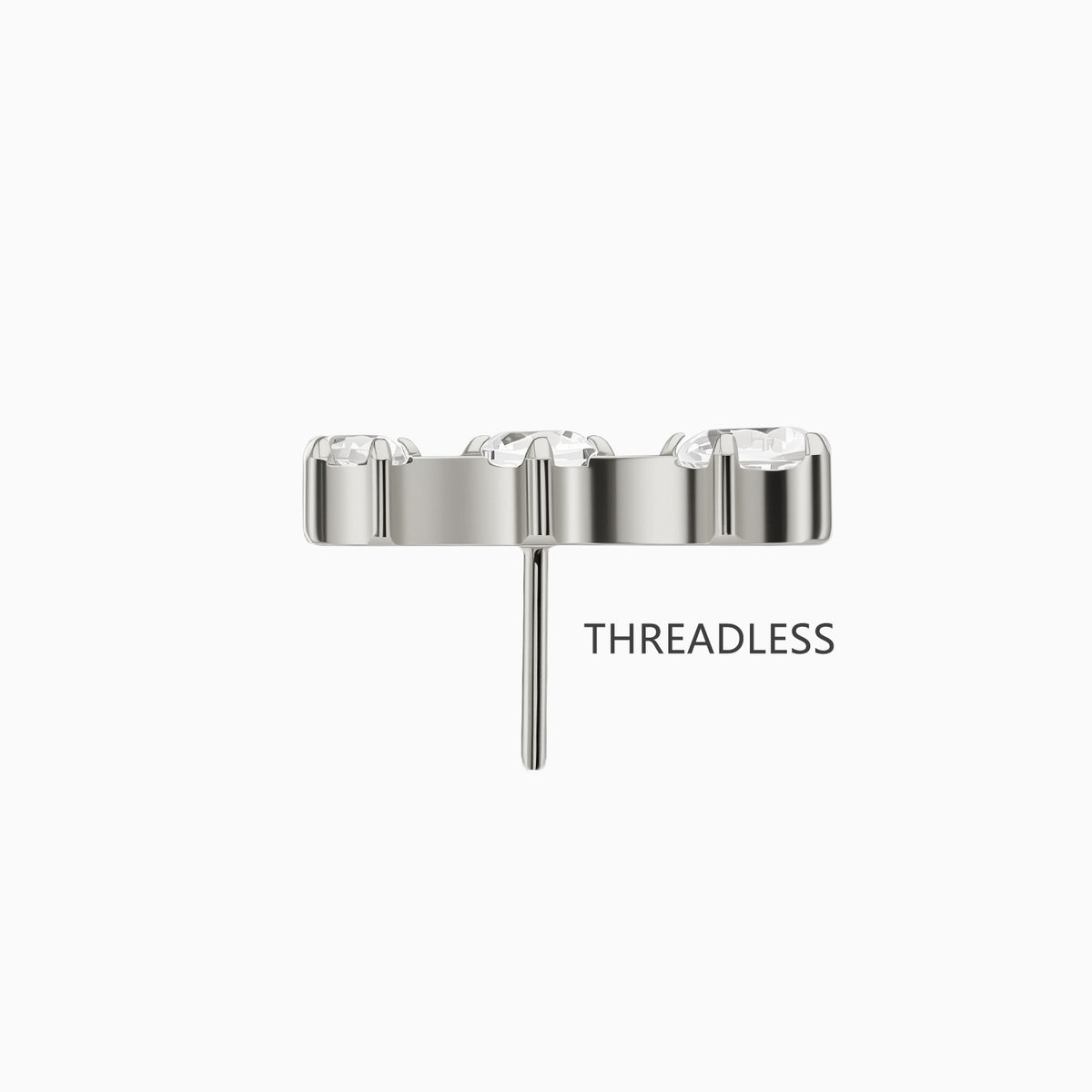 Titanium Threadless Graduated Triple Round Gem Curve Top.