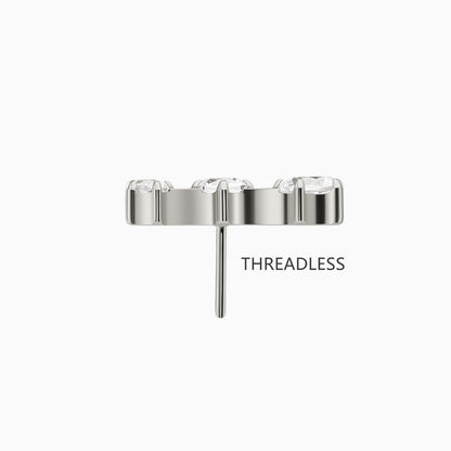Titanium Threadless Graduated Triple Round Gem Curve Top.