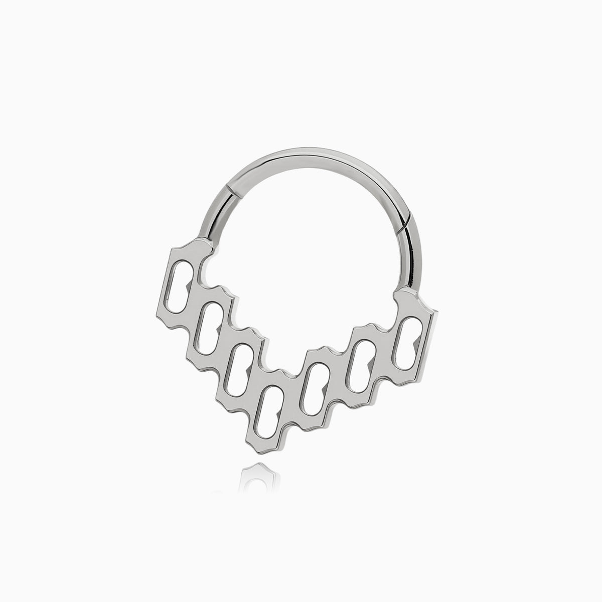 Titanium Baguette Gem Cluster V-Shape Front Facing Hinged Clicker