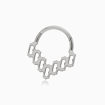 Titanium Baguette Gem Cluster V-Shape Front Facing Hinged Clicker