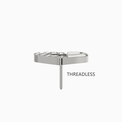 Titanium Threadless Half-Pave Heart Top