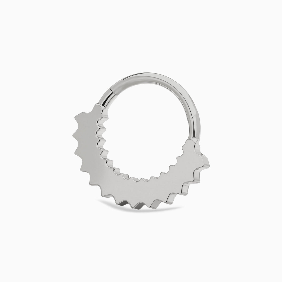 Titanium Double Row Round Gem Cluster Front Facing Hinged Clicker