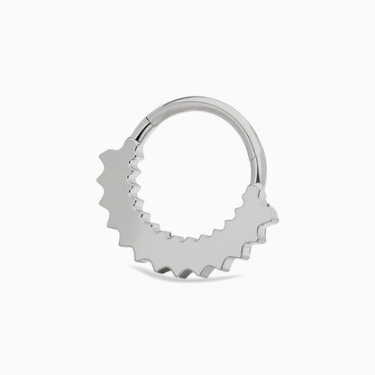 Titanium Double Row Round Gem Cluster Front Facing Hinged Clicker