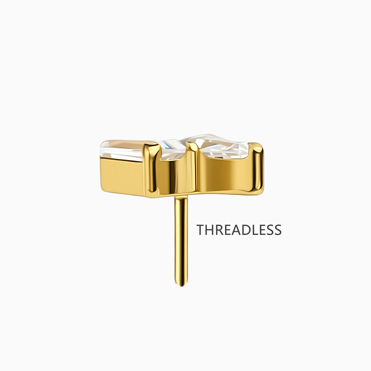 18Kt Gold PVD Titanium Threadless Lightning Bolt Gem Top