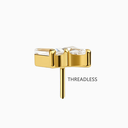 18Kt Gold PVD Titanium Threadless Lightning Bolt Gem Top