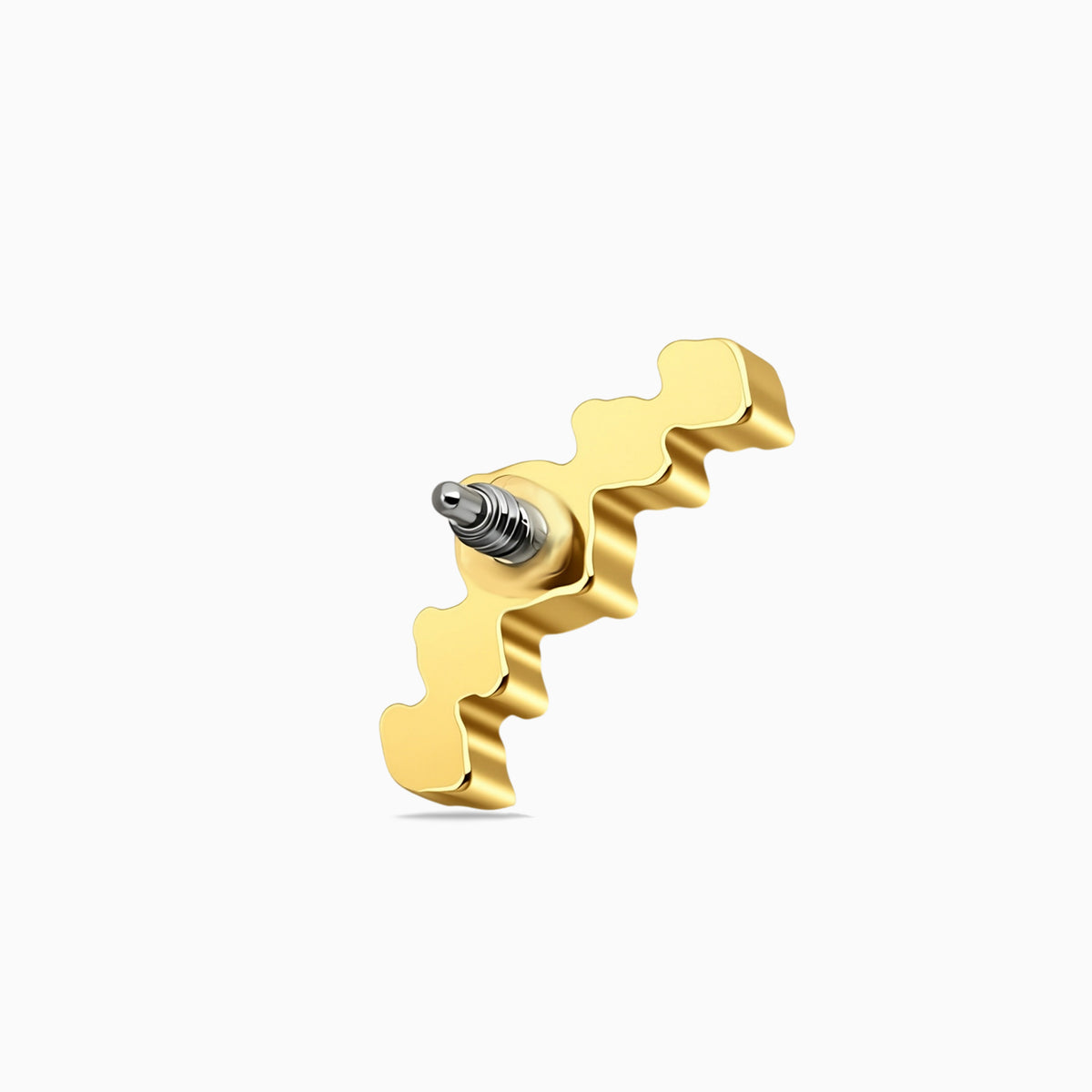 18K Gold PVD Titanium Internally Threaded 5-CZ Curved Cluster Top