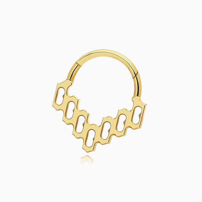 18Kt Gold PVD Titanium Baguette Gem Cluster V-Shape Front Facing Hinged Clicker
