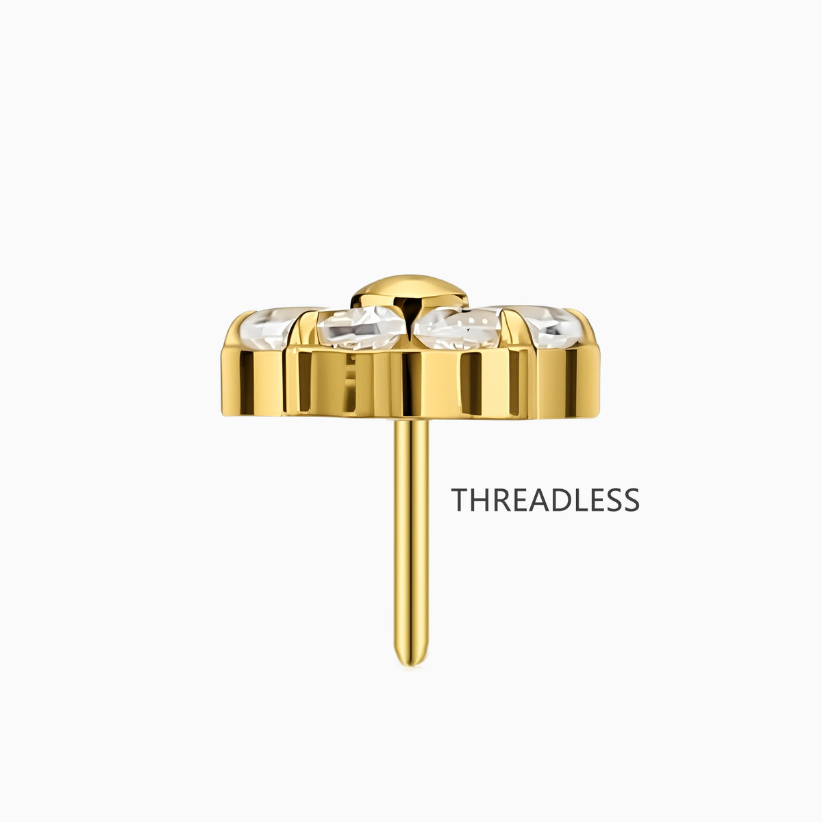 18Kt Gold PVD Titanium Threadless Five-Petal Flower Gem Top