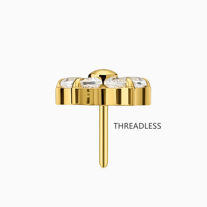 18Kt Gold PVD Titanium Threadless Five-Petal Flower Gem Top