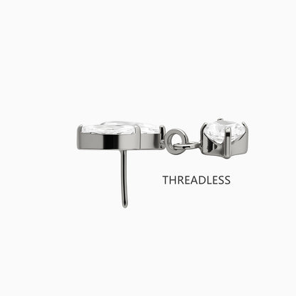 Titanium Threadless Dangle Leaf Cluster Top