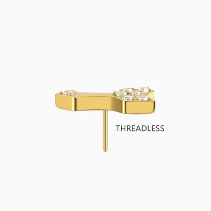 18Kt Gold PVD Titanium Threadless Arrow Cluster Top