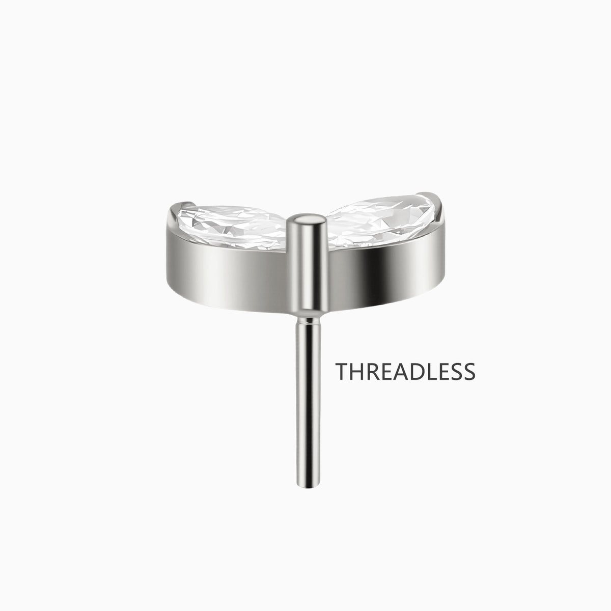 Titanium Threadless Double Marquise Gem Top