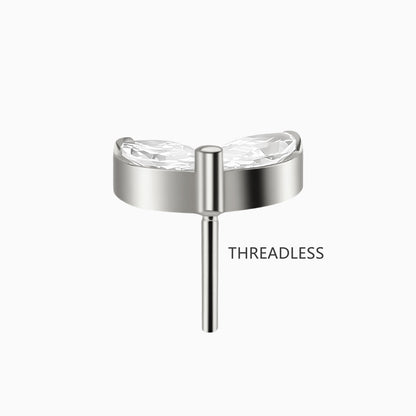 Titanium Threadless Double Marquise Gem Top