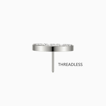 Titanium Threadless Open Heart Gem Top