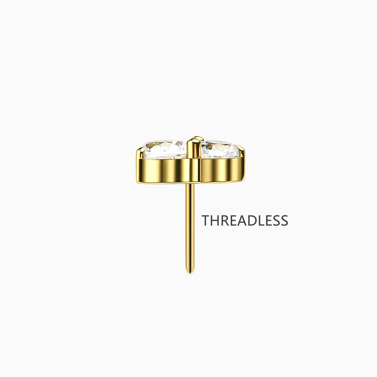 18Kt Gold PVD Titanium Threadless Double Round Gem Top.