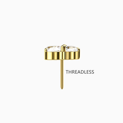 18Kt Gold PVD Titanium Threadless Double Round Gem Top.