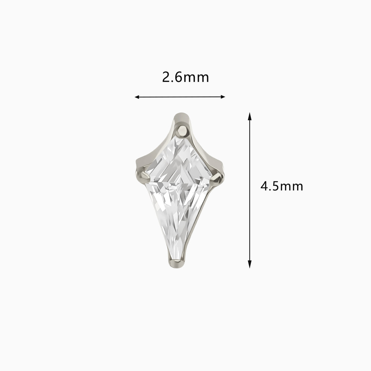 Titanium Threadless Kite Cut Gem Top.
