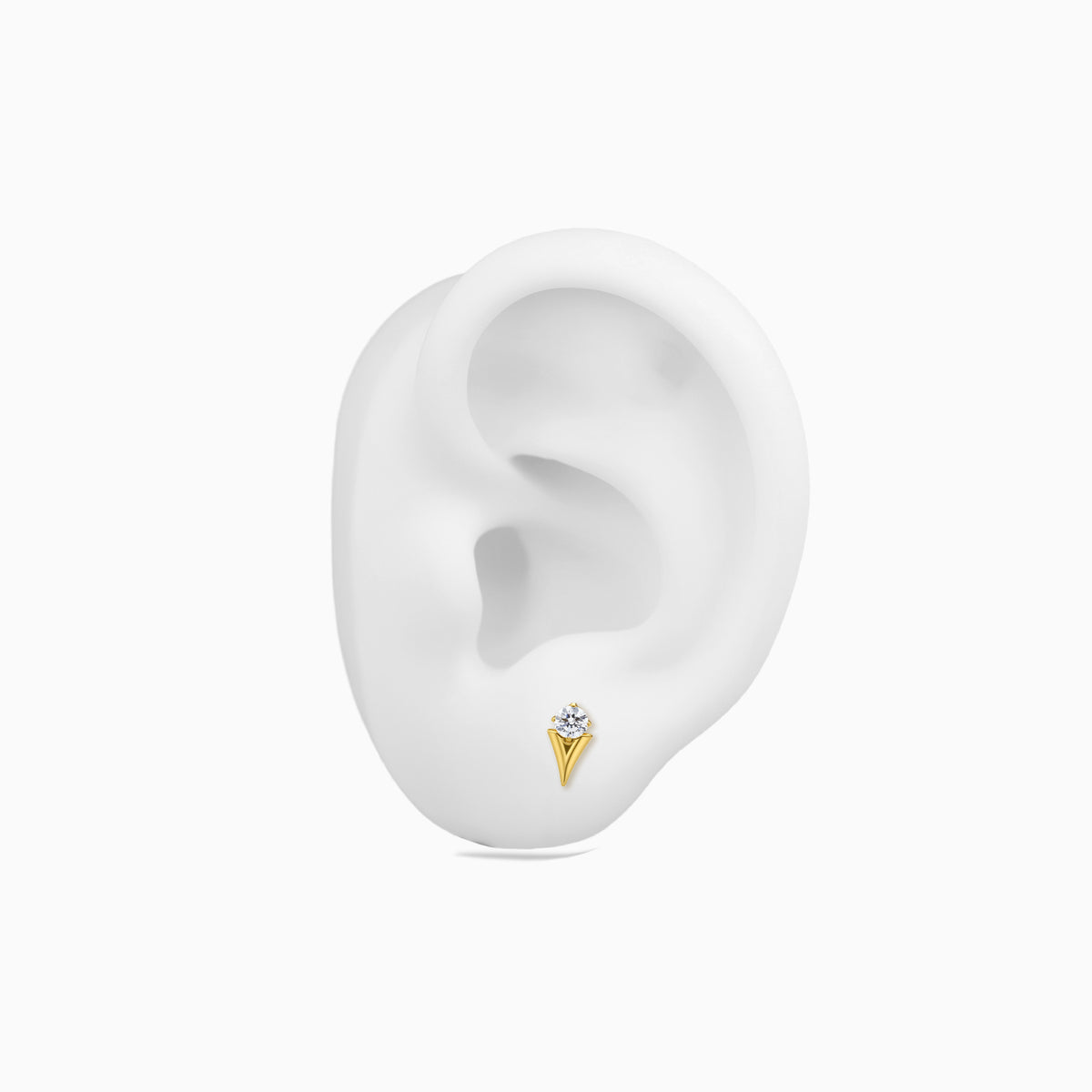 24Kt Gold PVD Titanium Threadless V-Shape Gem Top