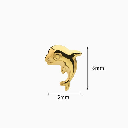 18Kt Gold PVD Titanium Threadless Dolphin Top