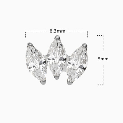 Titanium Threadless Triple Marquise Fan Gem Top