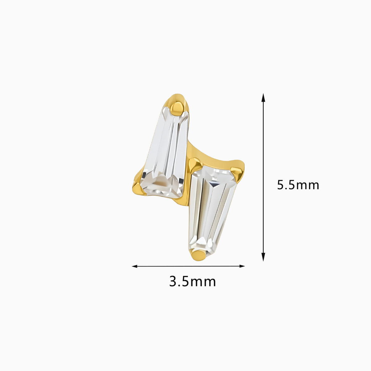 18Kt Gold PVD Titanium Threadless Lightning Bolt Gem Top