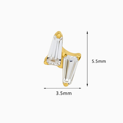 18Kt Gold PVD Titanium Threadless Lightning Bolt Gem Top