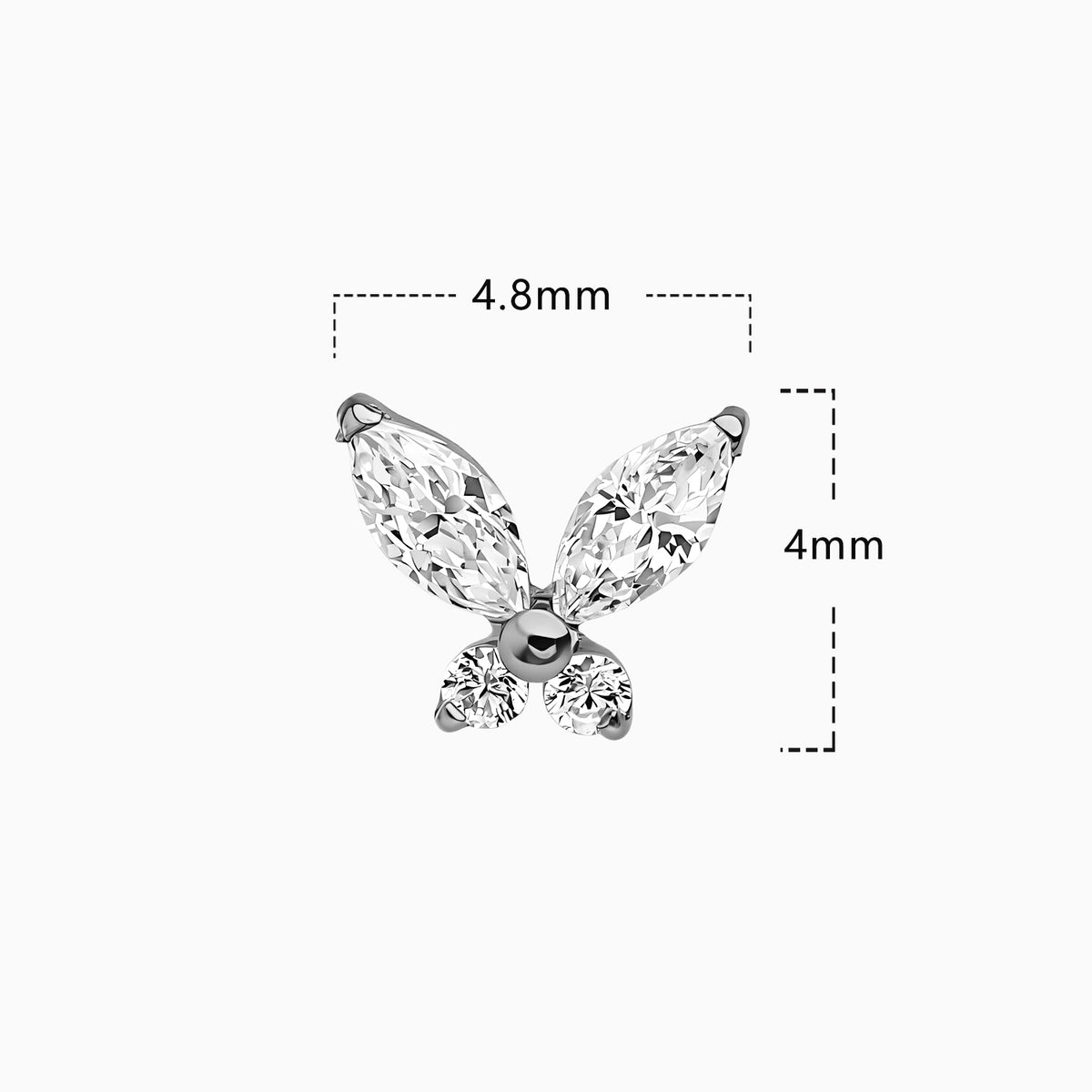Titanium Threadless Butterfly Gem Top