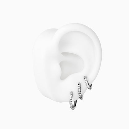 Titanium Hinged Pave D-Shape Hoop Ring