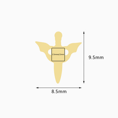 18Kt Gold PVD Titanium Threadless Winged Dagger Top