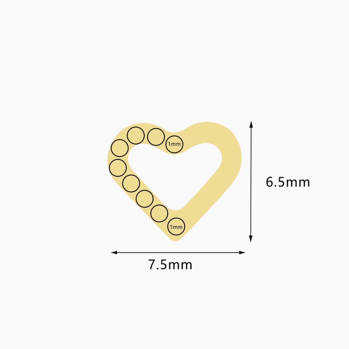 18Kt Gold PVD Titanium Threadless Half-Pave Heart Top