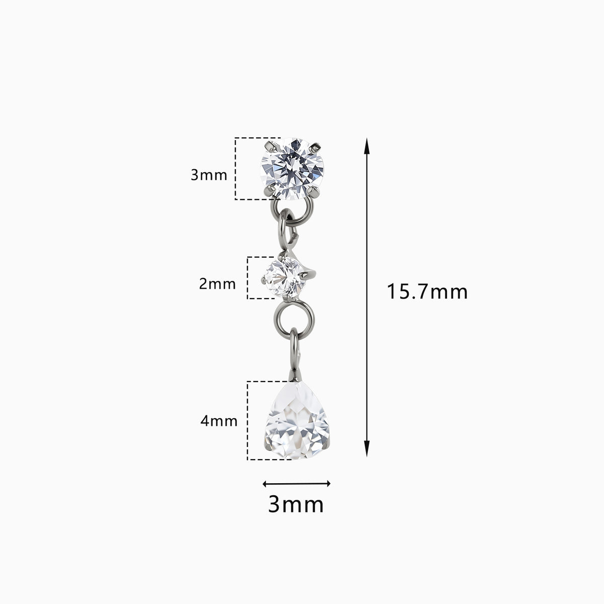 Titanium Threadless Dangle Gem Top
