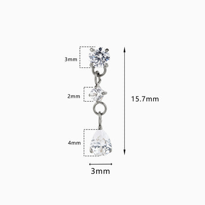 Titanium Threadless Dangle Gem Top