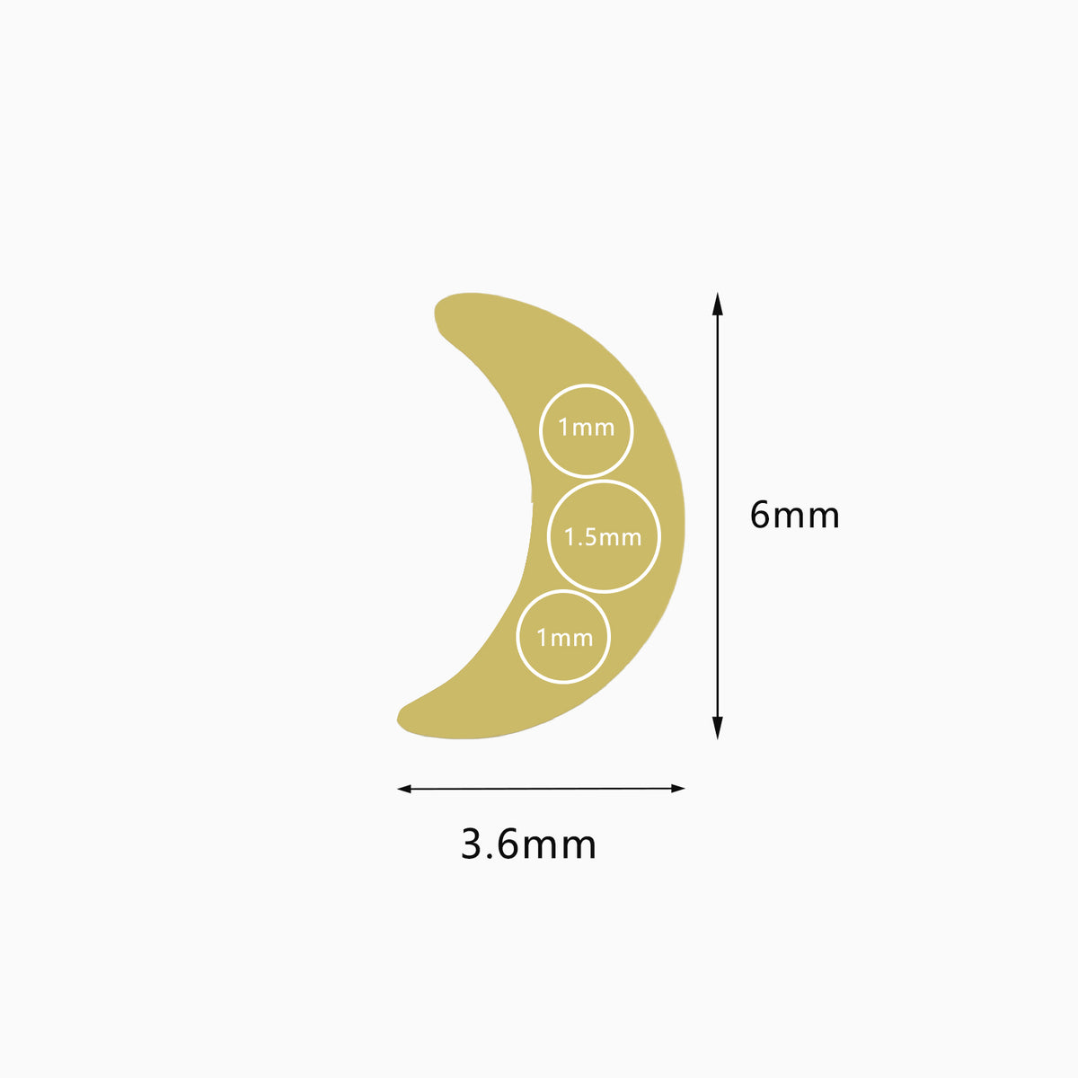 18Kt Gold PVD Titanium Threadless Crescent Moon Gem Top